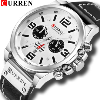 Fashion Classic Black White Chronograph Watch Men CURREN 2018 Men's Watches Casual Quartz Wristwatch Male Clock Reloj Hombre