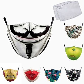 Fashion Cloth Reusable Face Mask Flamingo Leopard Print Big Mouth Mask Fabric Facemask Washable Protective PM25 Dust Mask Filter