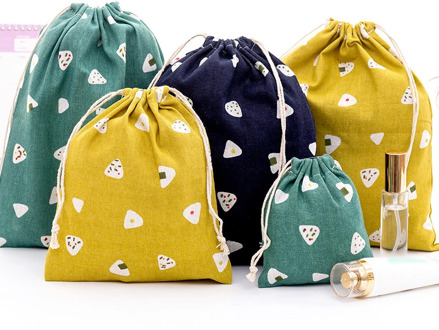 Fashion Cotton Drawstring Shopping Bag Eco Reusable Folding Grocery Cloth Underwear Pouch Case Travel Home Storage Bag