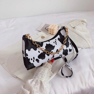 Fashion Cow Printed Crossbody Bag Women Chain PU Leather Small Shoulder Messenger Handbag Female Street Money Pouch