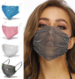 Fashion Face Decor Jewelry Elastic Reusable Washable Fashion Masks Sparkly Rhinestone Mask Face Bandana Party Gift