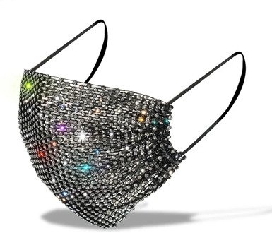 Fashion Halloween Rhinestone Unisex Sequin Mask Decoration Elastic Mask Jewelry Party Gift For Women Costume Cosplay Face Mask