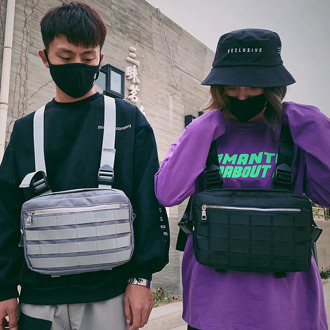 Fashion Hip Hop Vest Men Tactical Chest Bag Uniex Waist Bag Kanye Youth School Crossbody Messenger Bag Streetwear Shoulder Pack