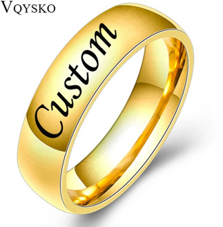 Fashion Jewelry High Polished Engrave Name Date Logo Ring Wholesale Stainless Steel Wedding Engagement Brand Rings For Men Women