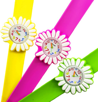 Fashion Kids Watch Flowers Chrysanthemum Watch Children Student Silicone Waterproof Quartz WristWatch Slap Baby Gift Watches Kid