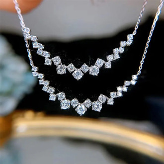 Fashion Korean Jewelry 925 Sterling Silver Necklaces Shining Zircon Short Chain Charm Choker Wedding Pendant Necklace for Women