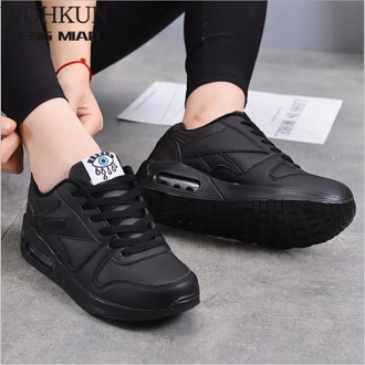 Fashion Korean White Platform Sneakers Women Shoes 2020 Pink Flats Breathable Black Leather Sneakers Tenis Feminino Casual Shoes