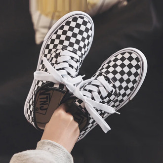 Fashion Ladies Sneakers \Casual Shoes Ladies Summer Canvas Shoes Sneakers Lace Women Black and White Plaid Tynis Feminino
