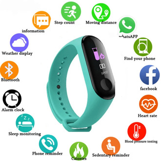 Fashion M3 Color Screen Smart Sport Fitnes Bracelet IP67 Waterproof Blood Pressure Activity Tracker For Children Men Women Watch