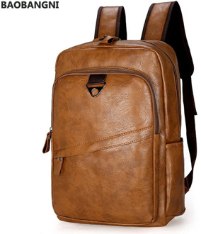 Fashion Men Backpack Waterproof PU Leather Travel Bag Man Large Capacity Teenager Male Mochila Laptop Backpacks Zipper Black