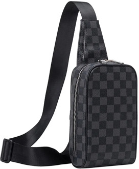 Fashion Men Messenger Shoulder Bags Unisex Plaid Zipper Soft CrossBody Belt Bag Cross Body Chest Bag