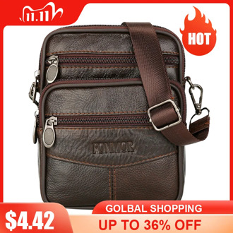 Fashion Men's Leather Small Messenger Bag Male Satchels Multifunctional Shoulder Bag Genuine Leather Crossbody Bags for Men