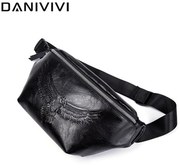 Fashion Men's Waist Bag Black Leather Fanny Pack Casual Crossbody Chest Bags for Men Luxury Designer Belt Purse Phone Pouch Sac
