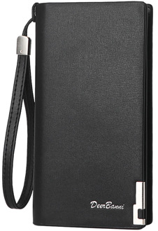 Fashion Men Wallets PU Leather Card Holder Solid Color Business Cash Money Purse Zipper Coin Multi-slot Male Cash Clutch Bag