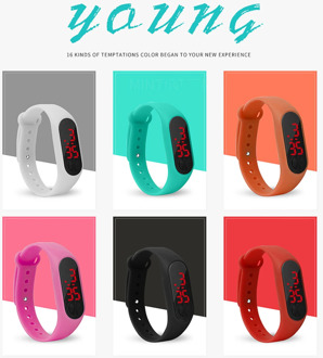 Fashion Men Women Casual Sports Bracelet Watches White LED Electronic Digital Candy Color Silicone Wrist Watch for Children Kids