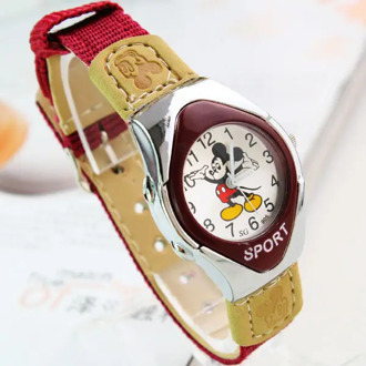 Fashion Mickey Fabric Strap Catoon Watches For Girl Boy Student Good Quaity Quartz Children's Sports Casual Clocks