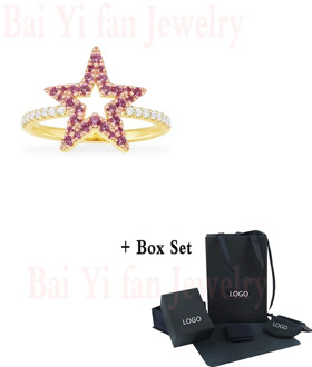 Fashion Moroccan Jewelry New Fuchsia Star Ring Gold Exquisite Star Decoration Female Engagement Ring Romantic Jewelry Gift