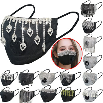 Fashion Multicolor Crystal Glitter Mouth Face Mask Unisex 2020 Mask Rhinestone Prom Party Body Jewelry