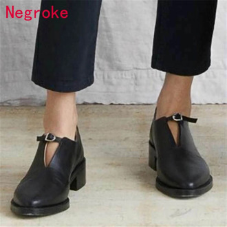 Fashion New PU Leather Pumps Women Slip On Square Toe Chunky High Heels Shoes Woman Pumps Chaussures Zapatos Mujer 2020