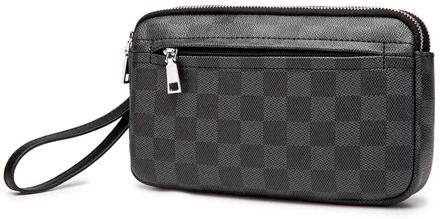 Fashion Plaid Double-Deck Man Clutches Bags Vintage Luxury Designer High-Capacity Purse Men Bag Black Business Wallet Male 2020