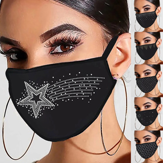 Fashion PM2.5 Rhinestone Face Mask Windproof Masks Cotton Protective Breathable Dust Mouth Cover Washable Reusable Mouth Mask