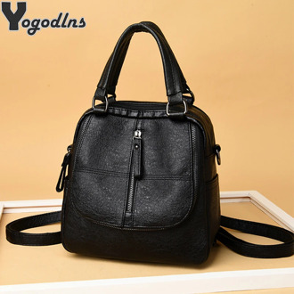 Fashion PU Leather Backpack Women Shoulder Bags Ladies Casual Multifunction Teenager School Handbag Female Travel Crossbody Bag