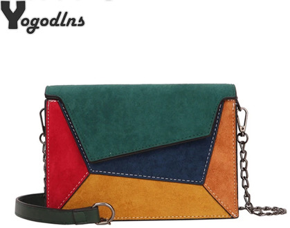 Fashion Quality Leather Patchwork Women Messenger Bag Female Chain Strap Shoulder Bag Small Criss-Cross Ladies' Flap Bag