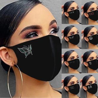 Fashion Rhinestone Pattern Mask Breathable Mouth Mask Washable Face Mask Reusable Protective Mouth Cover Cloth Mouth Caps