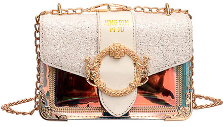 Fashion Sequined Laser Transparent Crossbody Bags For Women Small PVC Chain Clear Handbags Girls Casual Shoulder Messenger Bag