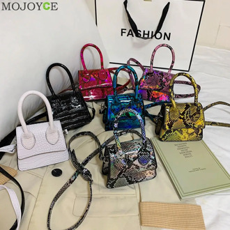 Fashion Serpentine Women Shoulder Bag Retro PU Leather Snake Print Mini Totes Purse for Female Small Purse Crossbody Handbag