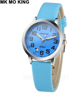 Fashion Sky Blue Boy Girl Quartz Clock High Quality Kids Casual Leather Dress Watch Child Watch Reloj Clock Watches Student