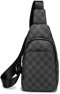 Fashion Small Plaid Men CrossBody Bags Unisex Zipper Soft Shoulder Bag Cross Body Chest Bag For Male