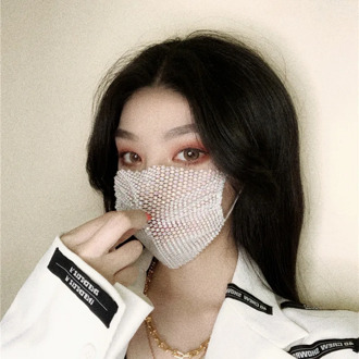 Fashion Sparkle Mesh Glitter Rhinestone Resin Funny Mask For Men Women Jewelry Mask Covering Accessories Trendy Supplies Party