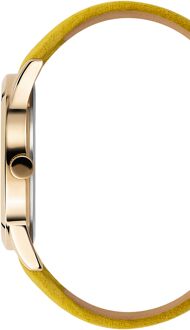 Fashion Suède Vrouwen Gele Horloge OF711821 Geel