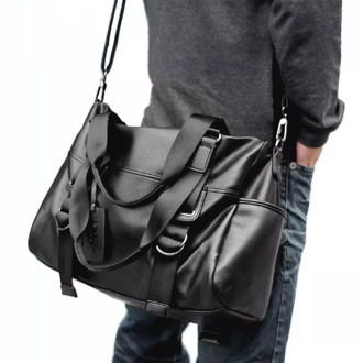 Fashion Travel Bag Leather Casual Men Handbag Big Tote Large Capacity Luggage Duffle Bag High Quality Male Black Shoulder Bags