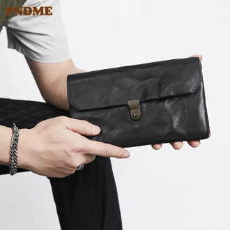 Fashion trend luxury genuine leather men's clutch bag retro high-quality natural first layer cowhide large capacity phone wallet