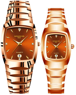 Fashion Tungsten Steel Couple Watch Luxury Brand Gold Female Watches Creative Square Lover Watches Waterproof amante de relojes
