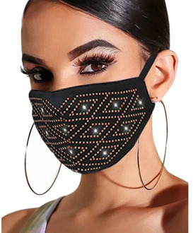 Fashion Unisex Elastic Reusable Washable Fashion Masks Sparkly Rhinestone Mask Face Bandana Face Decor Face Jewelry