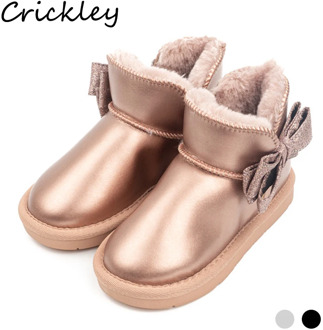 Fashion Winter Warm Kids Snow Boots Princess Bow Girls Boots Plush Fur Thick Soft Toddler Boots Soft Outdoor Children Shoes