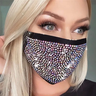 Fashion Woman Daily Jewelry Mask Sparkly Rhinestone Face Mask Costume Nightclub Party Mask Glitter Jewelry Accessories XH