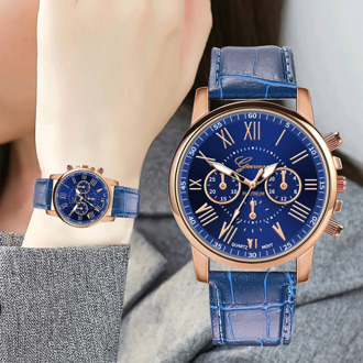 Fashion Woman's Quartz Watch High-end Blue Glass Stylish Leather Band Ladies Watches Reloj Inteligente Relogio Zegarki Damskie