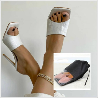 Fashion Woman Shoes Mules Sexy Thin High Heels Sandals Slippers Female 11Cm 2020 Summer Women Pumps Square Toe Ladies Heel