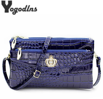 Fashion women crossbody shoulder bags crown messenger pu leather crossbody double zipper pouch bag for women
