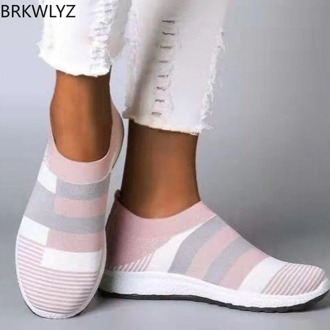 Fashion Women Flats Sneakers Air Mesh Socks Shoes White Sapato Feminino Casual Shoes Woman Trainers Zapatos De Mujer