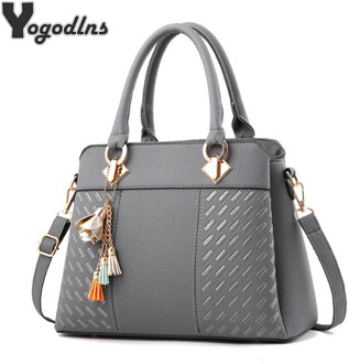 Fashion Women Handbags Tassel PU Leather Totes Bag Top-handle Embroidery Crossbody Bag Shoulder Bag Lady Simple Style Hand Bags