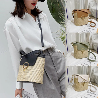 Fashion Women's Open Weaving Solid Color Messenger Bag Hand Bag Shoulder Bag