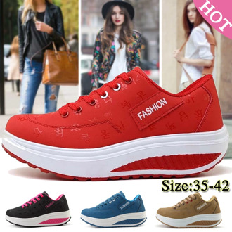 Fashion Women Sneakers Height Increasing Summer Breathable Waterproof Wedges Platform Shoes Woman Pu Leather Casual Shoes Tenis