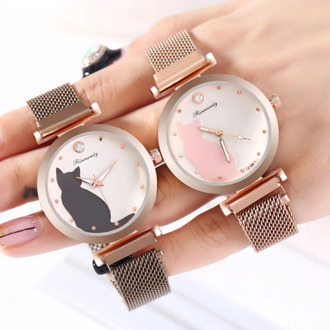 Fashion Women Watch Bracelet Ladies Watch Suit Cat Dial European Beauty Simple Casual Student Female Clock relogio feminino
