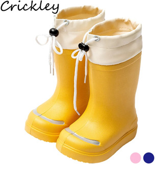 Fashion Yellow Pink Solid Classic Rain Boots Kids Waterproof Rubber Boys Girls Rain Shoes Toddler Children's Water Shoes