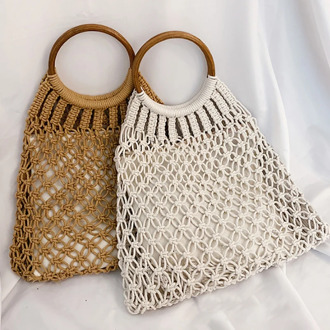 Fashionable Bohemian Women Handbag Straw Bag Hollow Rattan Rope Beach